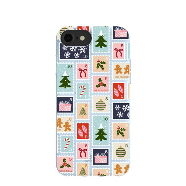 Powder Blue Noel Stamps iPhone 6 6s 7 8 SE Case Hot on Sale