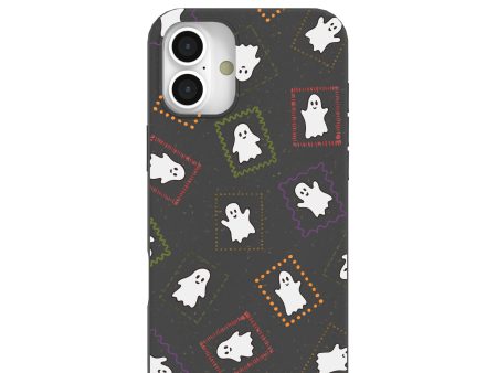 Black Ghost Stamps iPhone 16 Plus Case on Sale