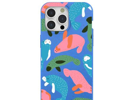 Electric Blue Sea Cows iPhone 15 Pro Max Case Fashion