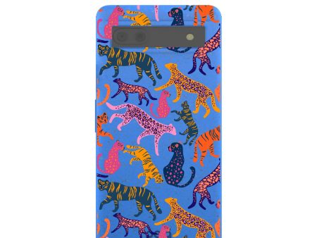 Electric Blue Jungle Cat Google Pixel 6a Case Hot on Sale