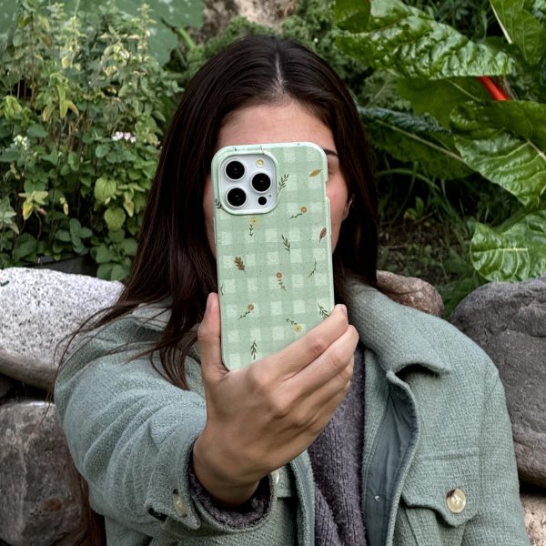 Sage Green Fall Gingham iPhone 15 Pro Case Discount