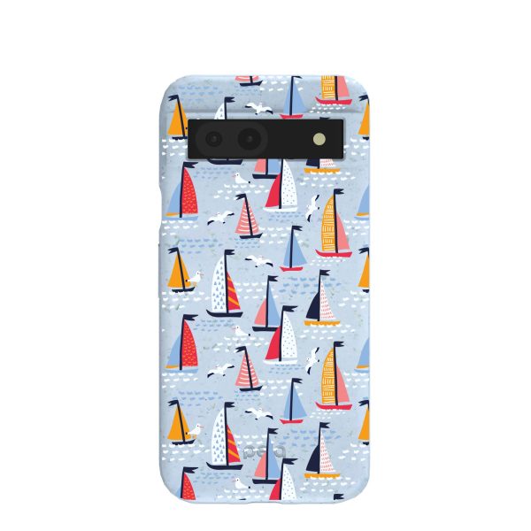 Powder Blue Sails and Seagulls Google Pixel 8a Case Sale