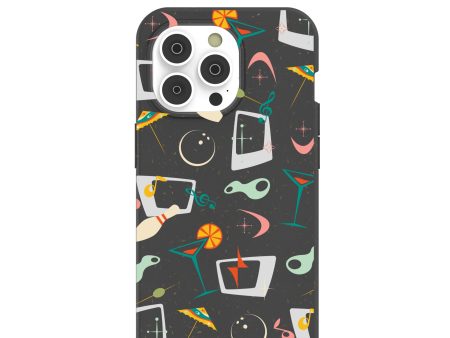 Black Mid Century Modern Party iPhone 14 Pro Case For Discount