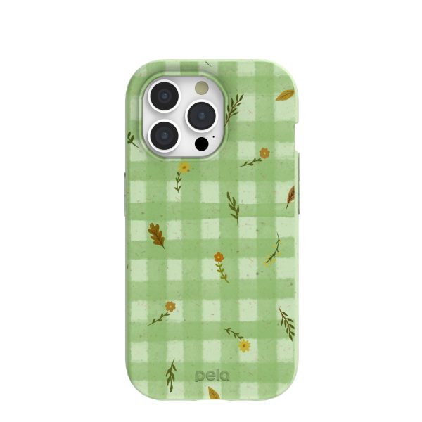 Sage Green Fall Gingham iPhone 15 Pro Case Discount