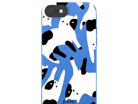 Electric Blue Cat Cow iPhone 6 6s 7 8 SE Case Cheap