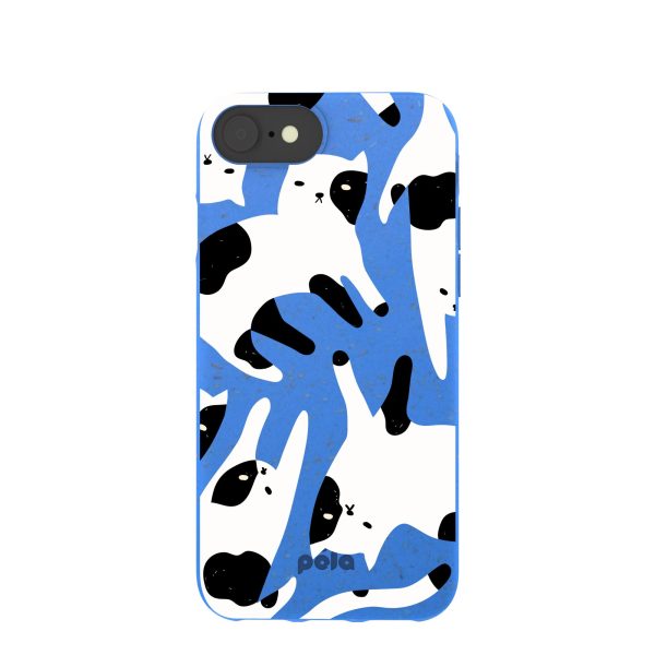 Electric Blue Cat Cow iPhone 6 6s 7 8 SE Case Cheap