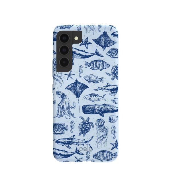 Powder Blue Marine Life Samsung Galaxy S22 Case Fashion