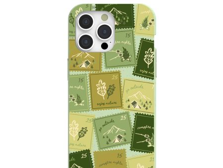 Sage Green Camp Stamps iPhone 15 Pro Max Case Cheap