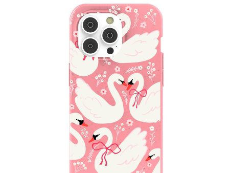 Bubblegum Pink Swan Garden iPhone 14 Pro Case For Cheap