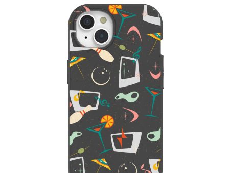 Black Mid Century Modern Party iPhone 15 Case For Cheap